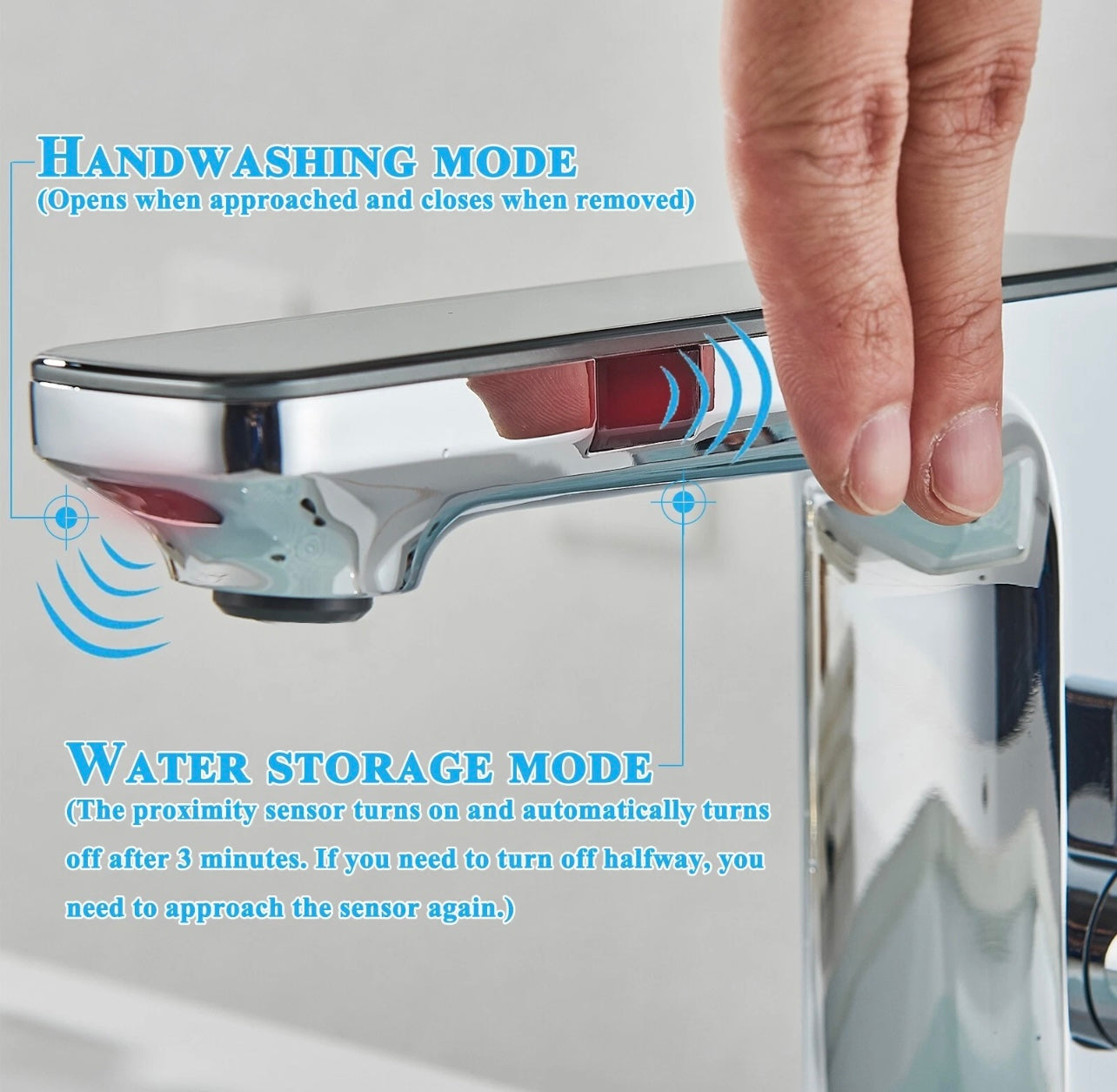 #1481 CHROME INFRARED SENSOR TOUCHLESS WATERFALL VANITY FAUCET WITH LCD DISPLAY