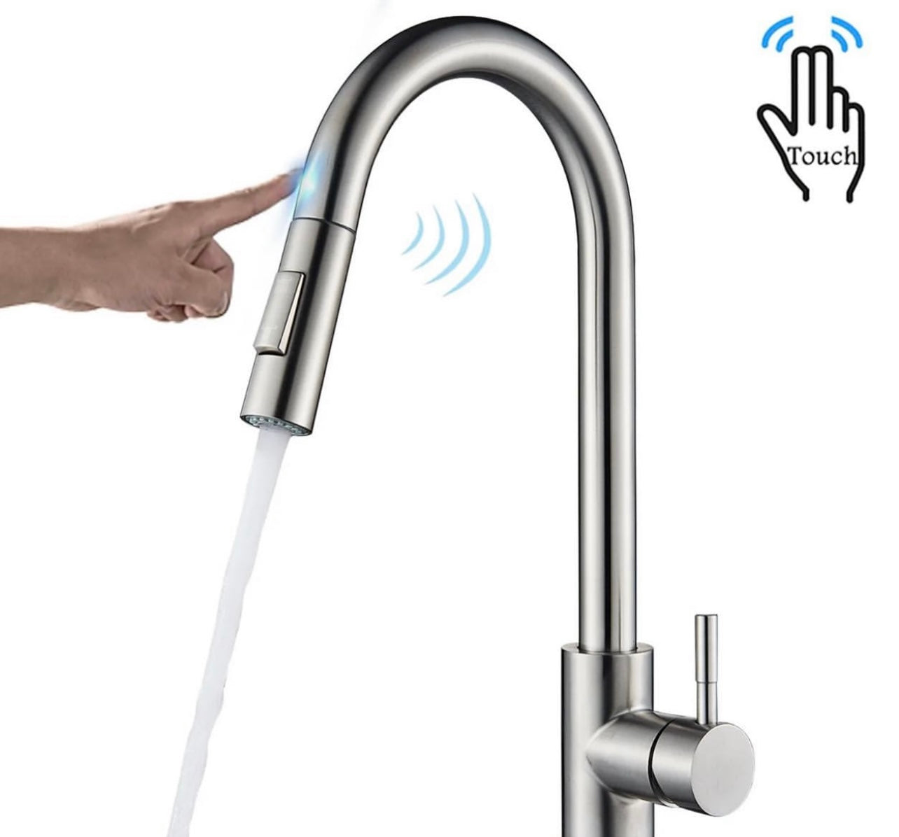 #1571 Touch Sensor Kitchen Sink Faucet Pull-Down Sprayer Swivel Mixer