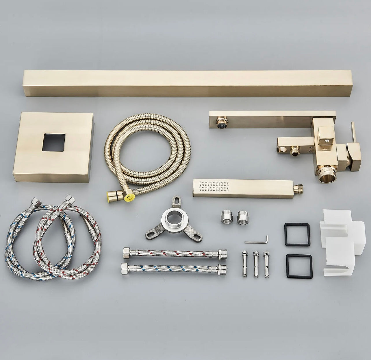 Brushed gold waterfall tub filler faucet