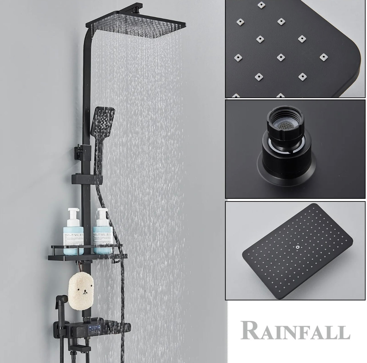#1170 IN 1 RAINFALL THERMOSTATIC EXPOSED SHOWER SYSTEM WITH LCD DISPLAY