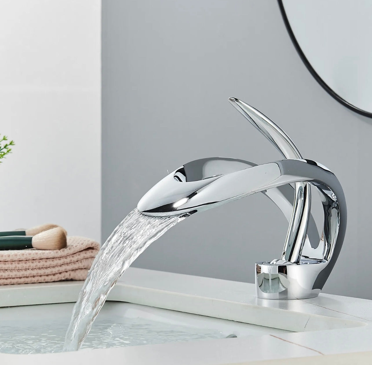 Chrome Waterfall Lavatory Vanity Faucet