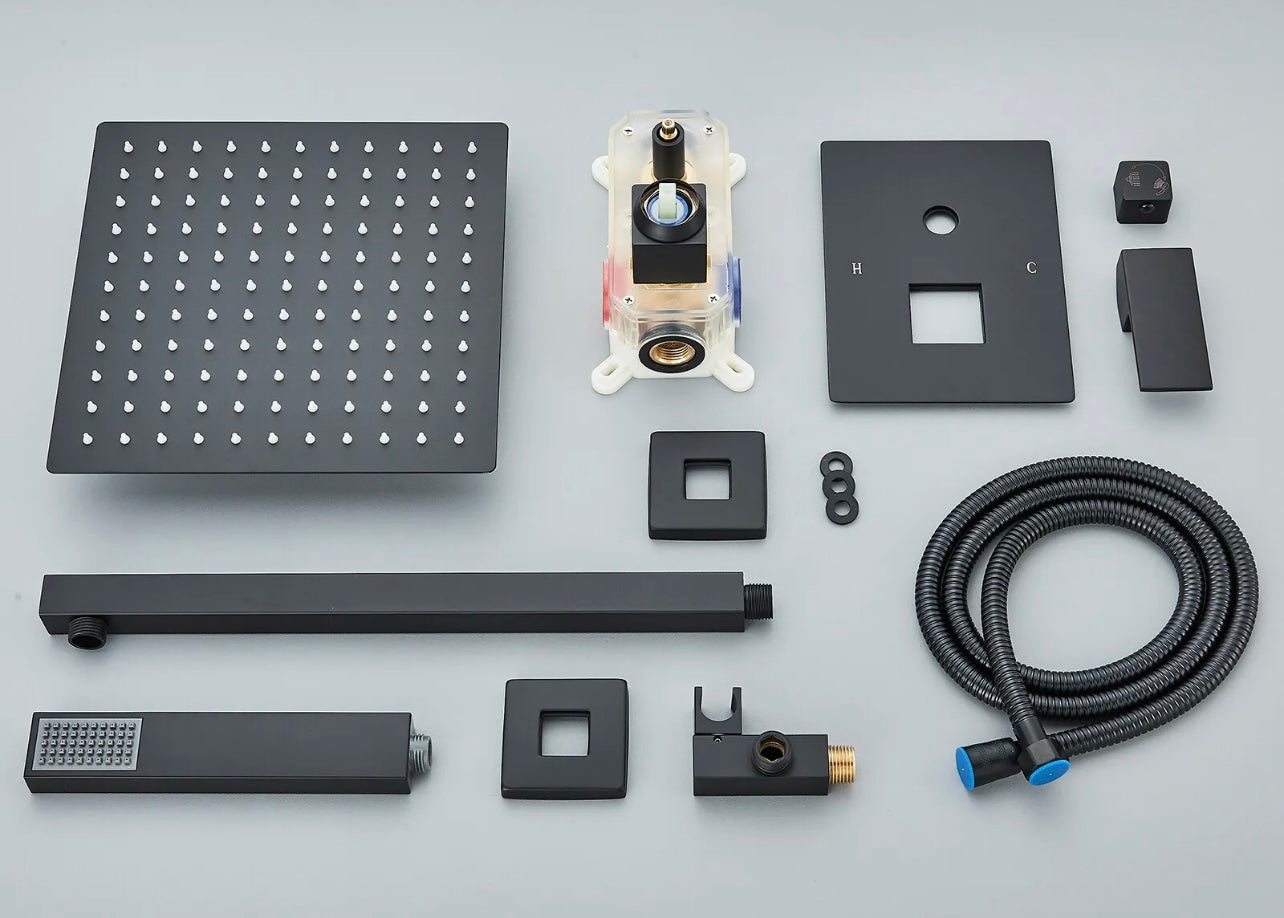 #1005 12-INCH MATTE BLACK 2 FUNCTION SHOWER SET