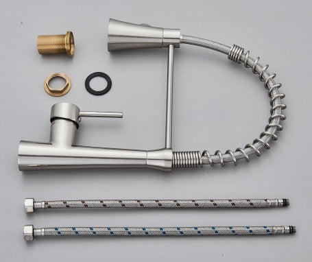#1590 brushed nickel pull down kitchen faucet