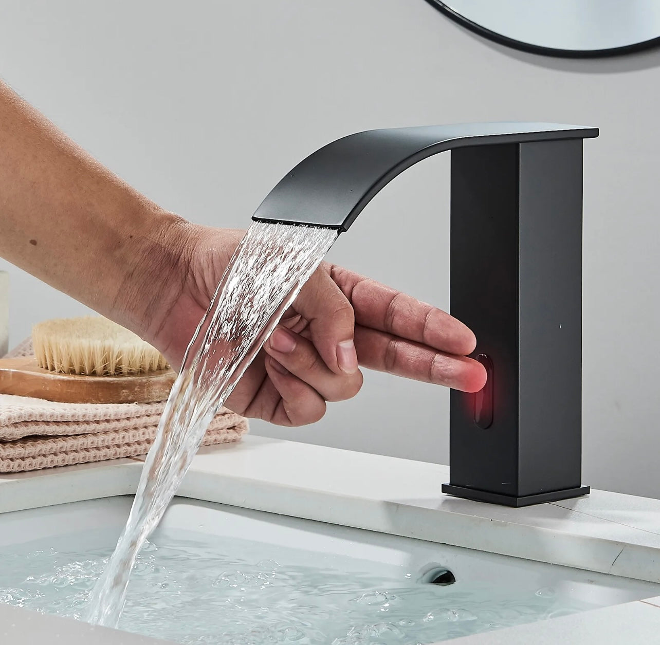 Touchless Bathroom Sink Faucet Automatic Infrared Sensor Basin Vanity Mixer Faucet 1 Hole