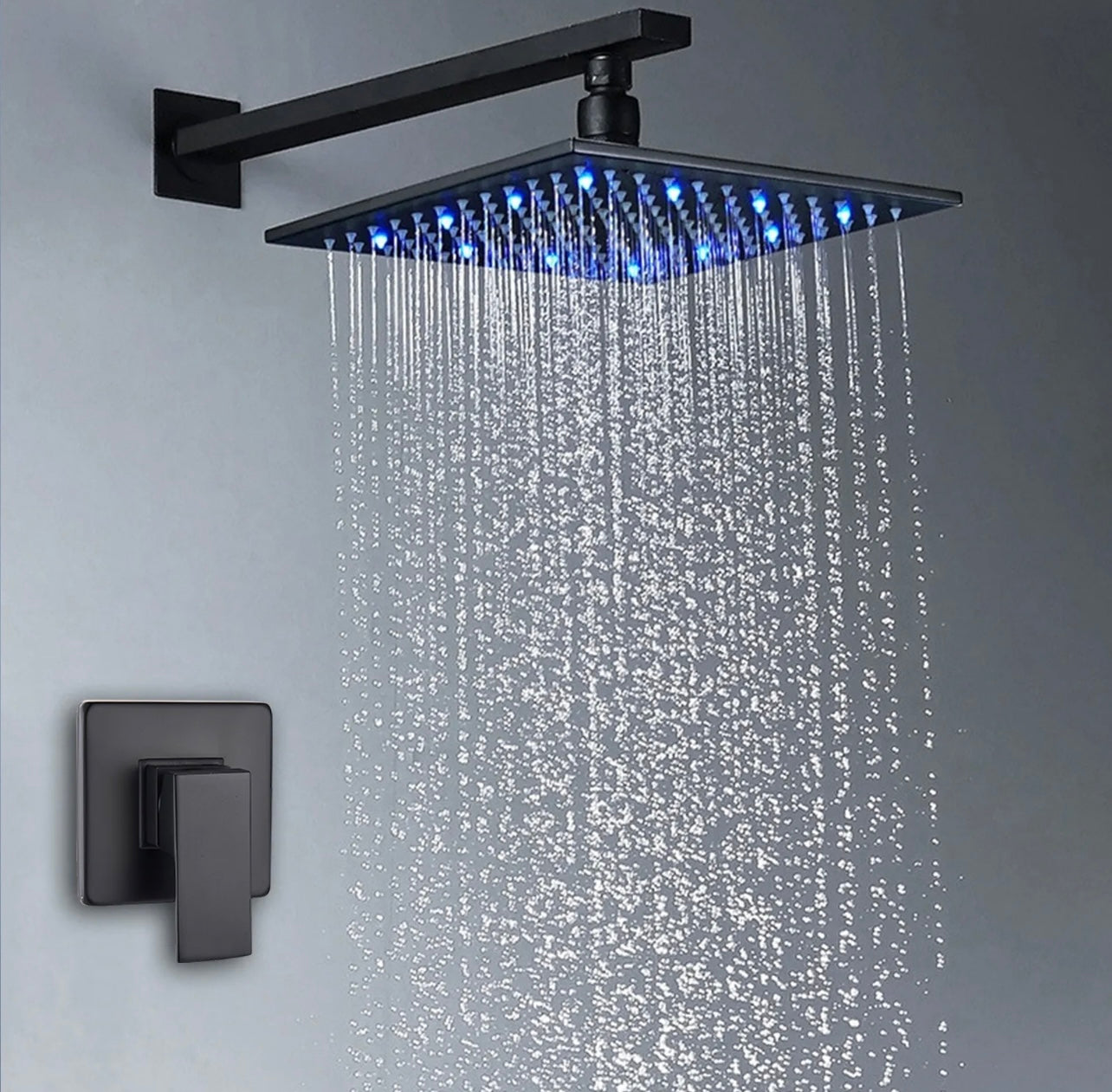 8 inch led matte black 1 function shower system