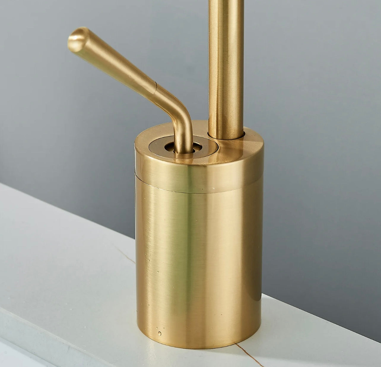 Brushed gold goose neck waterfall vanity faucet