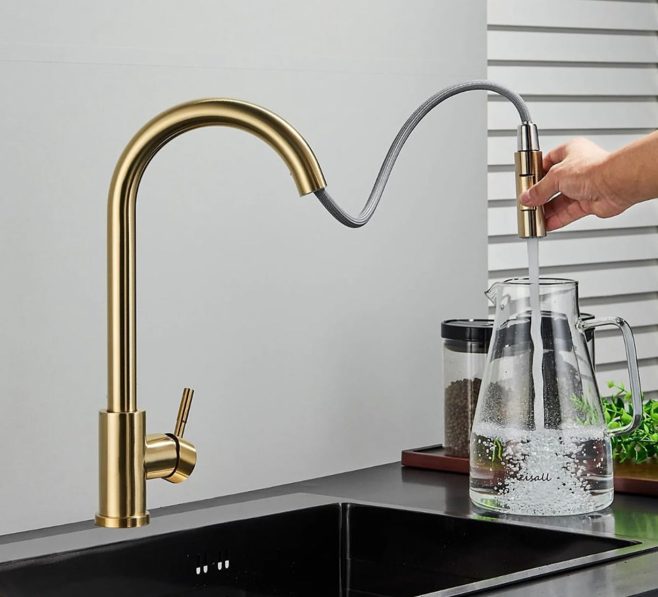 #1571 Touch Sensor Kitchen Sink Faucet Pull-Down Sprayer Swivel Mixer