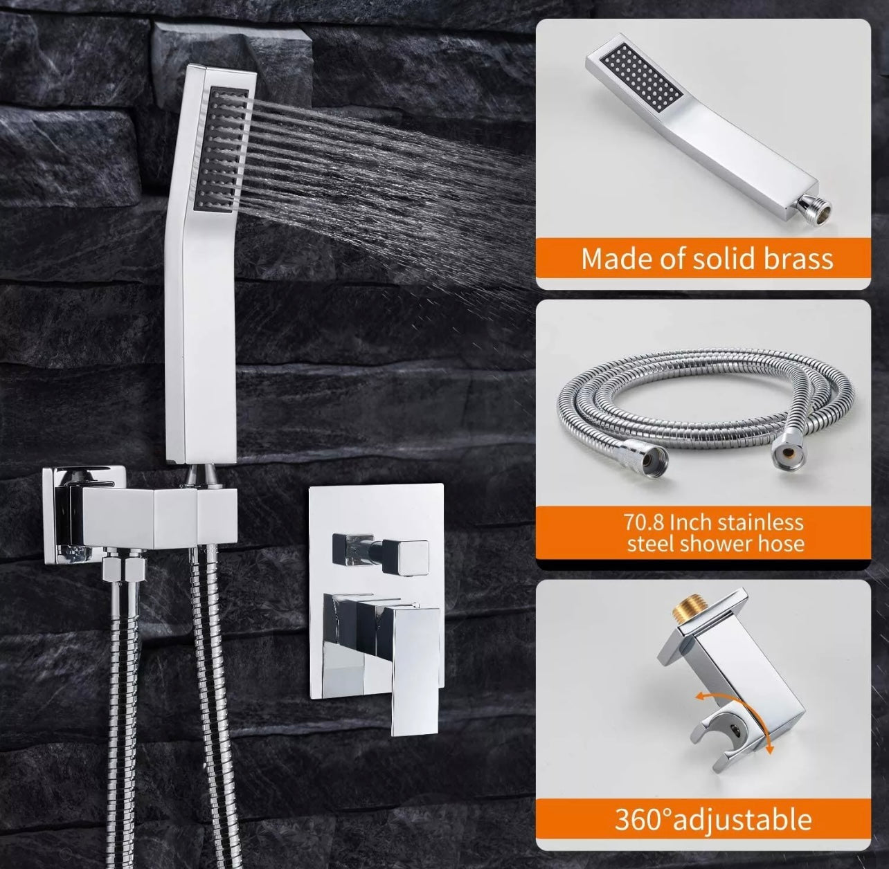 #1001 12 inch chrome led 2 function shower system