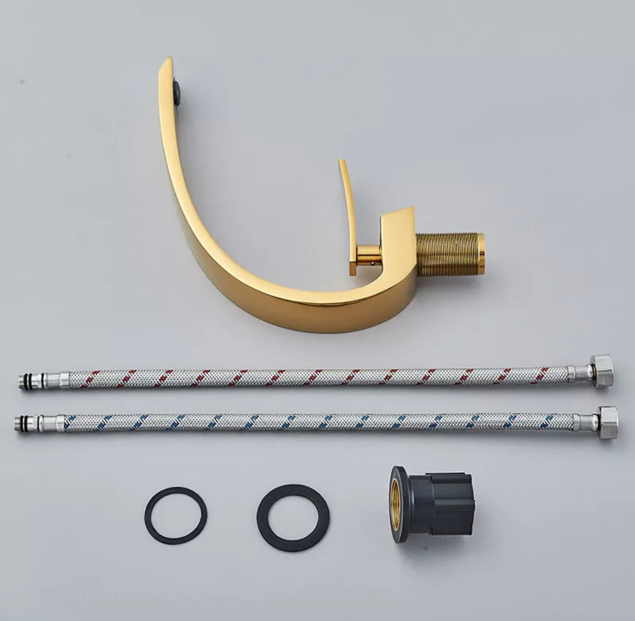 #1460 gold curved waterfall vanity faucet