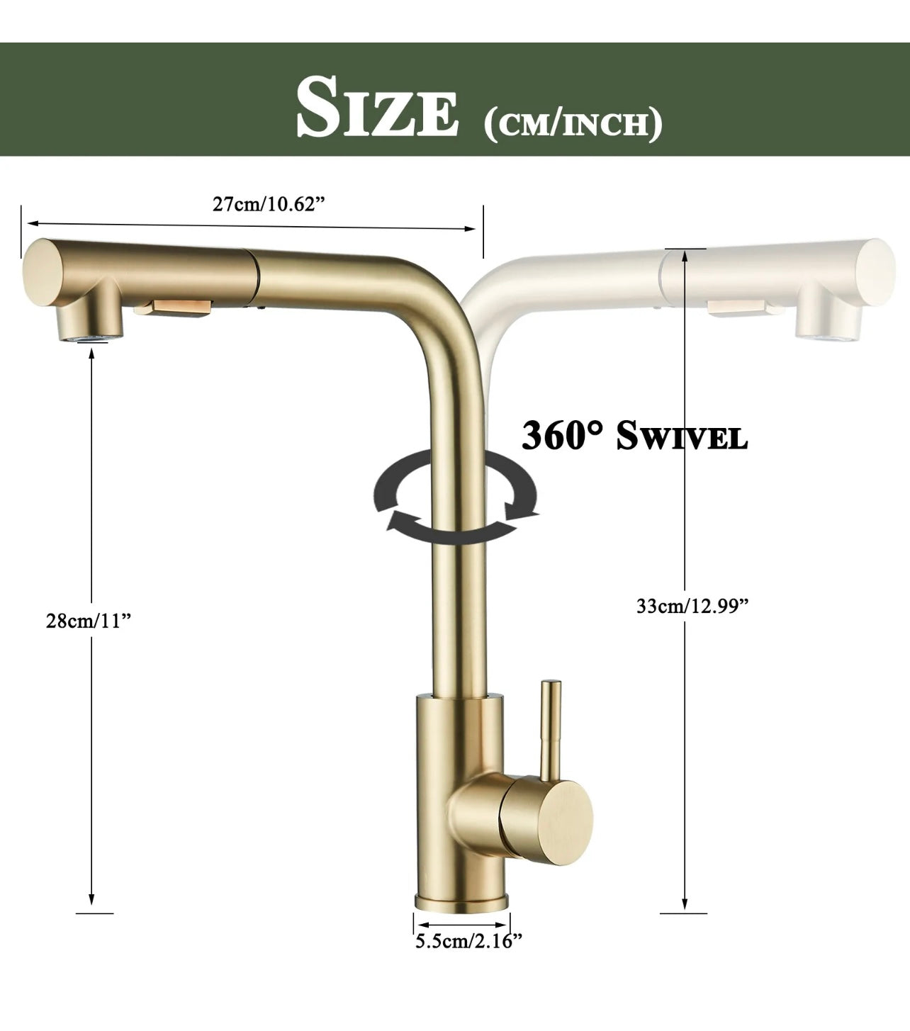 #1582 Pull out brushed gold kitchen faucet