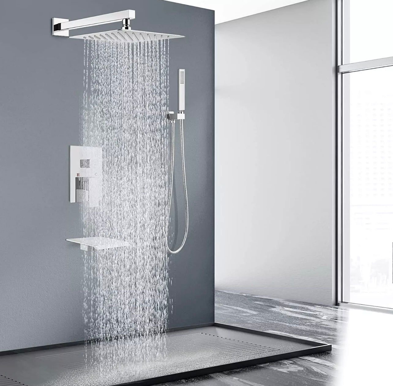 #1035 12-Inch Chrome 3 Function Rainfall Shower Set