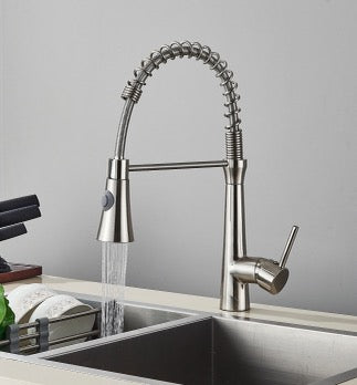 #1590 brushed nickel pull down kitchen faucet
