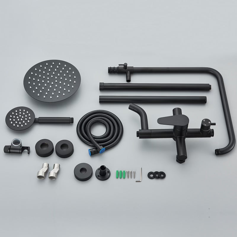 #1164 Matte Black 8-Inch 3 In 1 Rain Outdoor/Indoor Shower Faucet Exposed Shower Fixture System Set