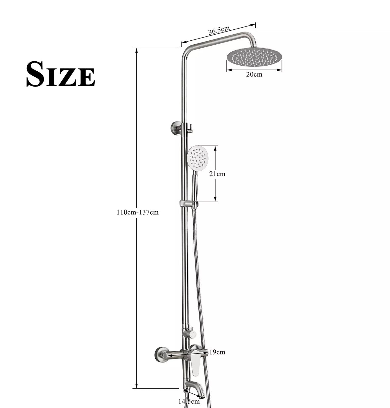 #1163 Brushed Nickel 8-Inch 3 In 1 Rain Outdoor/Indoor Shower Faucet Exposed Shower Fixture System Set
