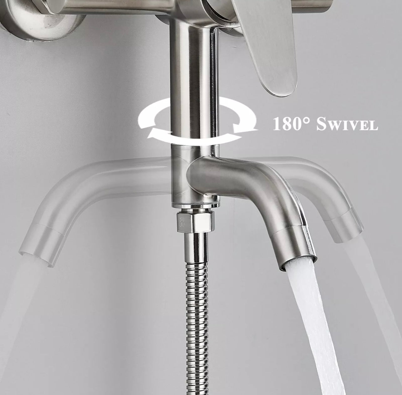 #1163 Brushed Nickel 8-Inch 3 In 1 Rain Outdoor/Indoor Shower Faucet Exposed Shower Fixture System Set