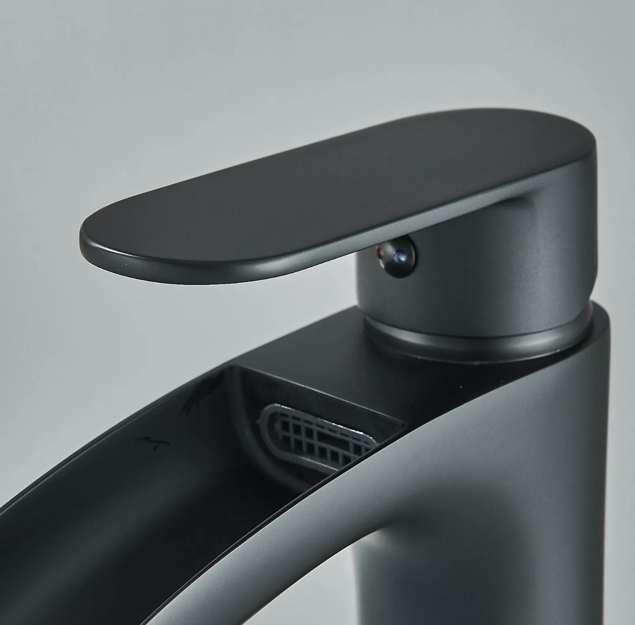 #1408 Matte black waterfall vanity faucet with popup drain