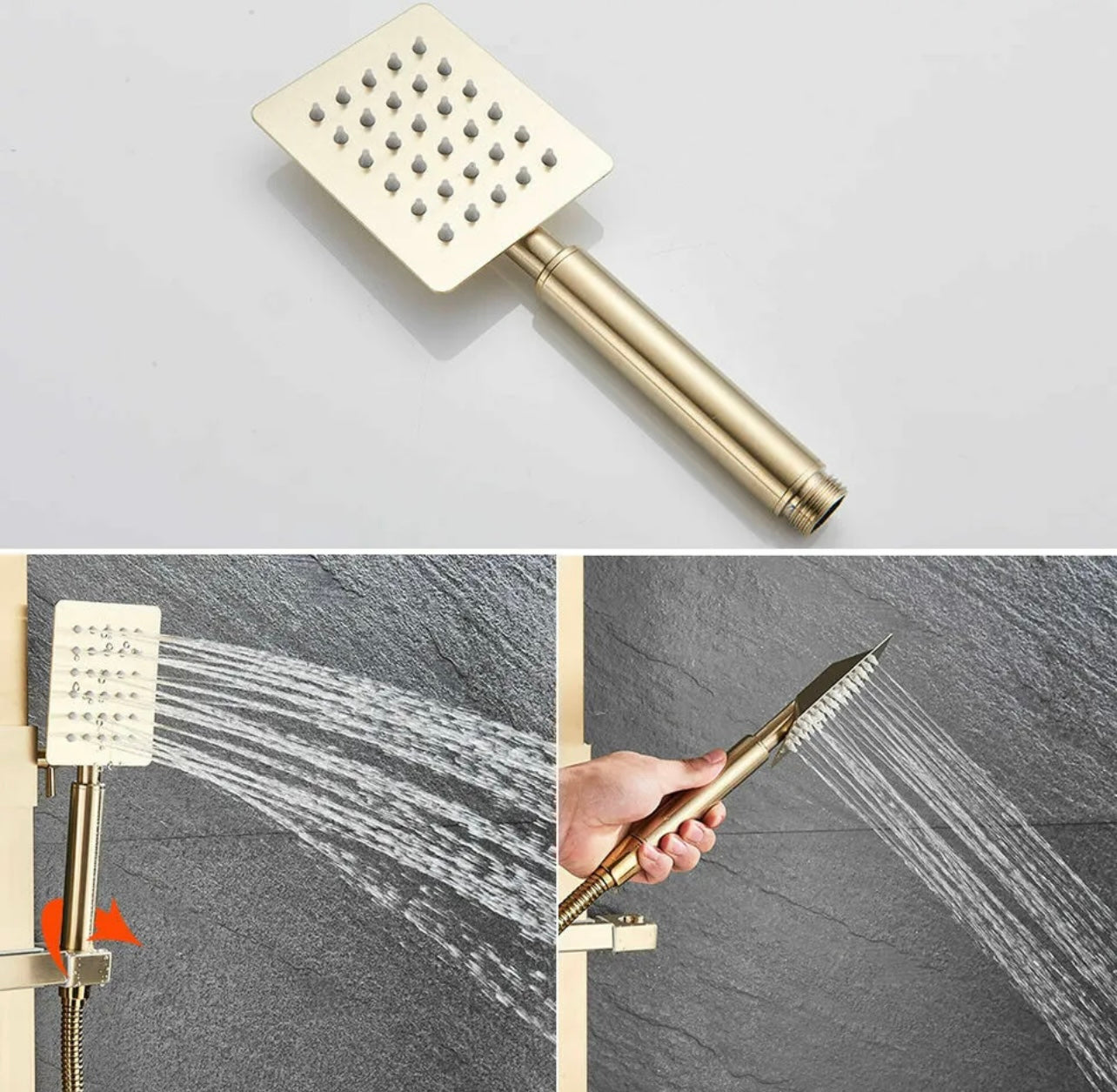 #1156 BRUSHED GOLD 3 In 1 RAINFALL EXPOSED SHOWER SET