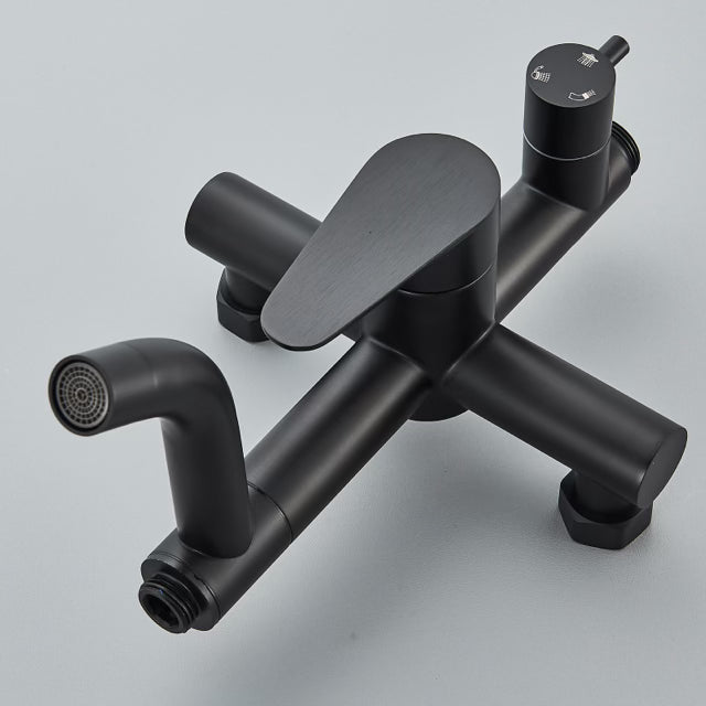 #1164 Matte Black 8-Inch 3 In 1 Rain Outdoor/Indoor Shower Faucet Exposed Shower Fixture System Set