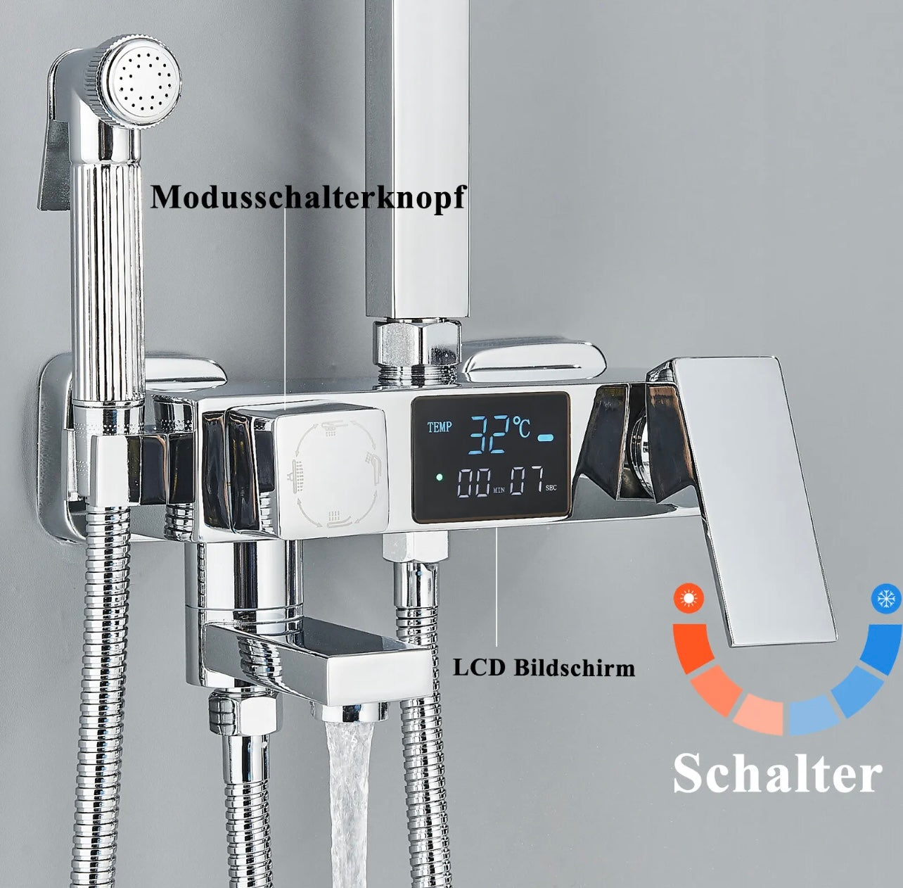 8 Inch 4 in 1 Rainfall Exposed Shower System