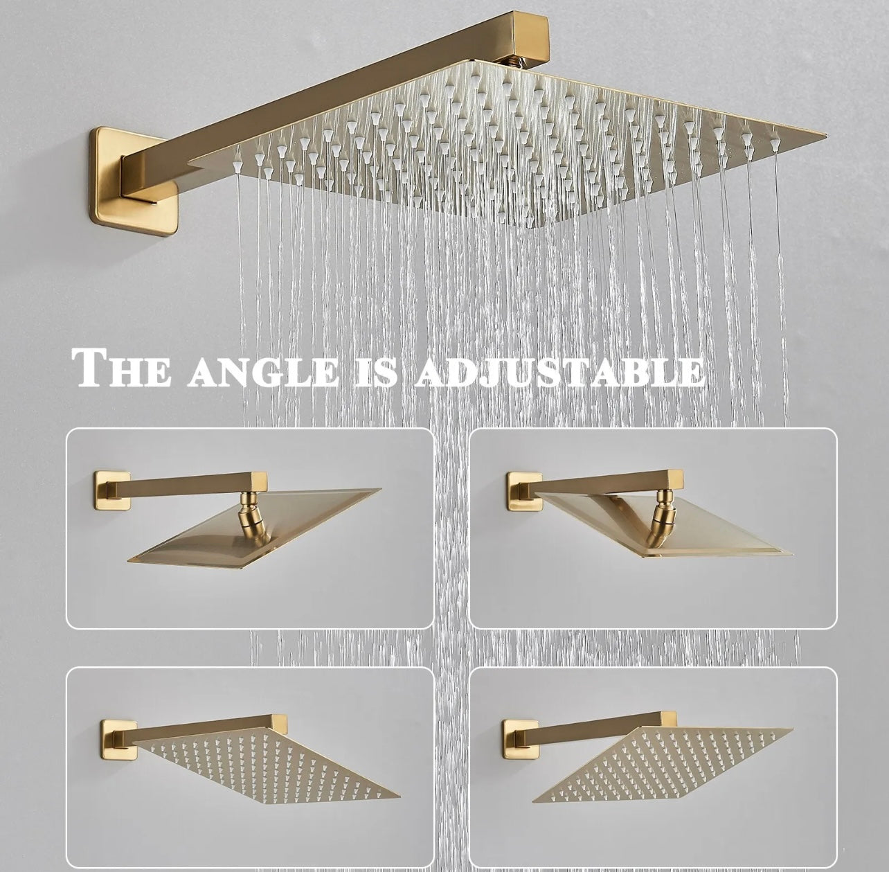 12 inch brushed gold 2 function shower system