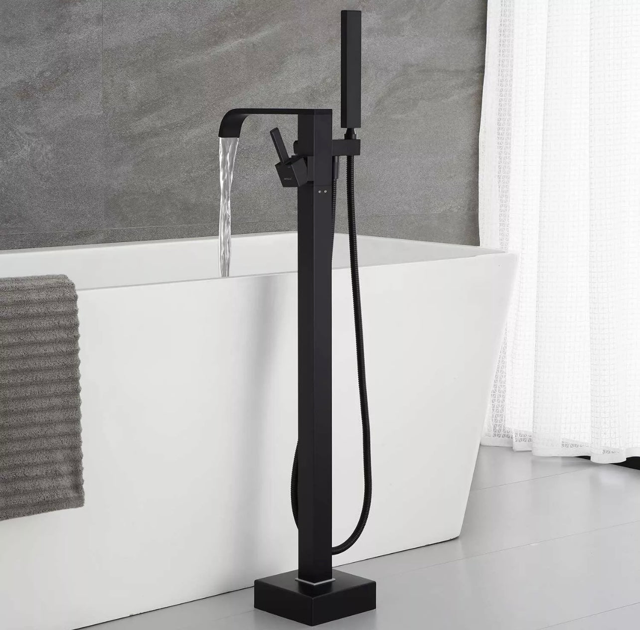 Matte black 2 function waterfall spout tub filler faucet