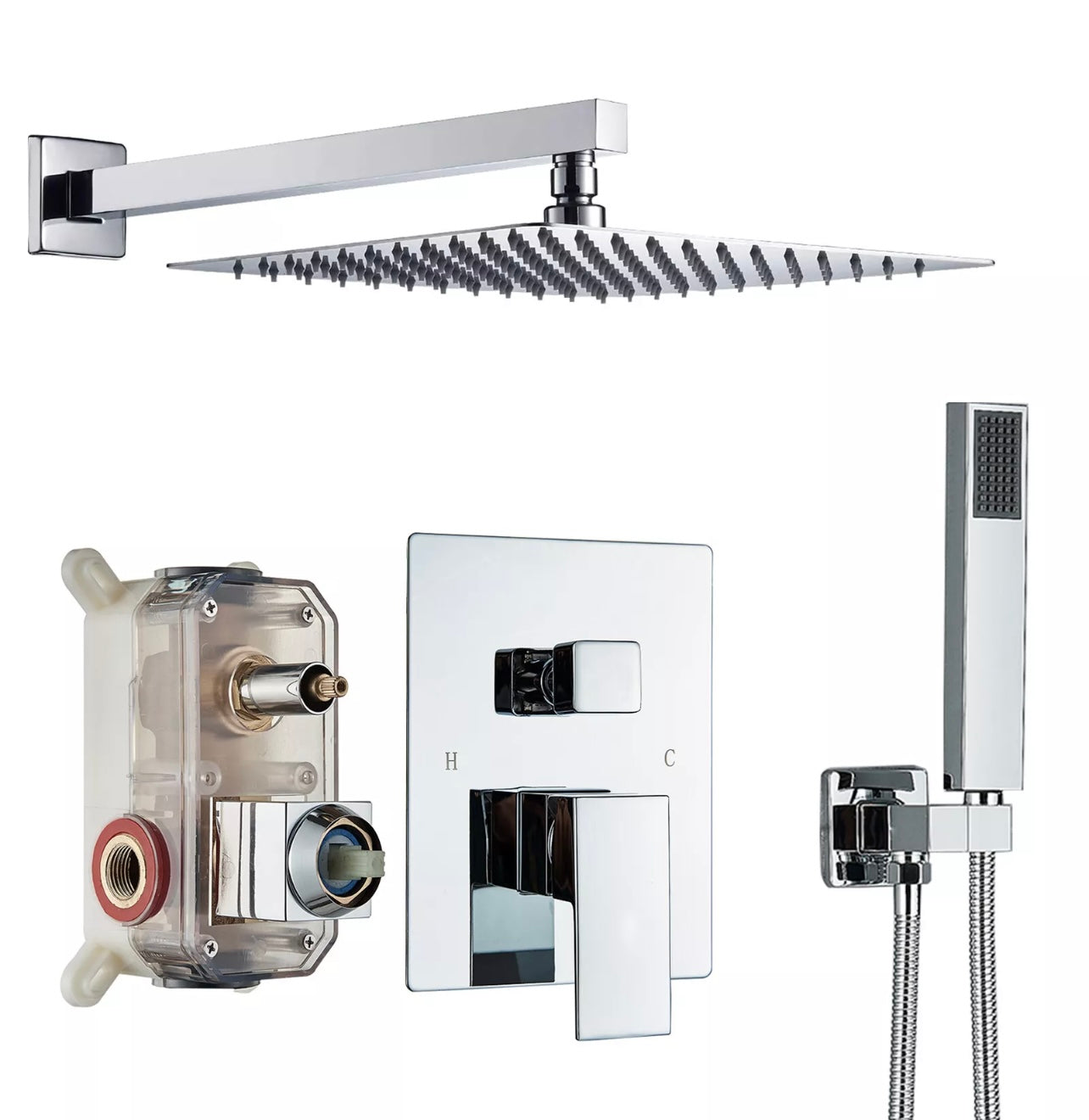 10-Inch polish chrome 2 function shower set
