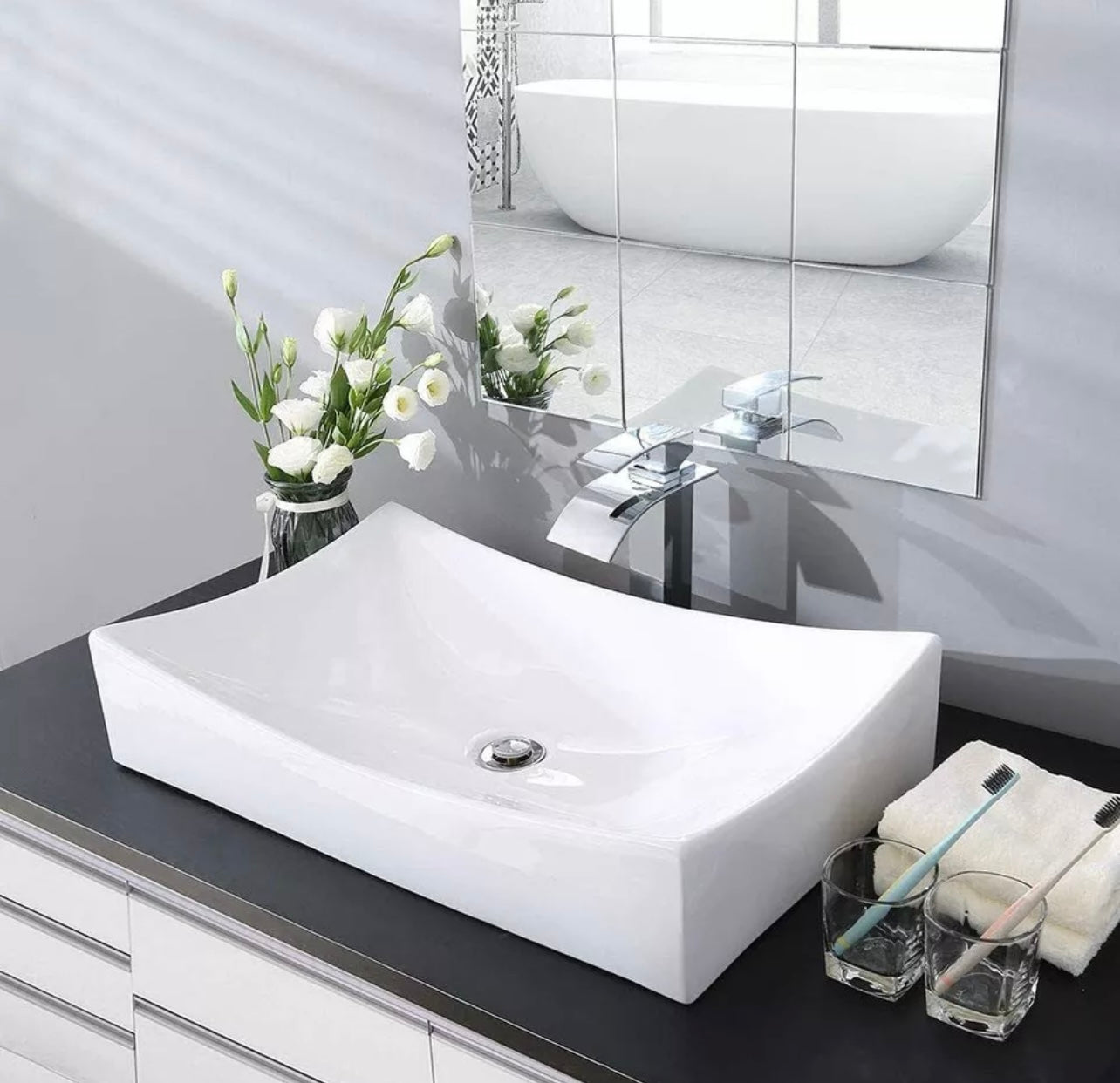 #1468 Chrome Waterfall spout vessel faucet