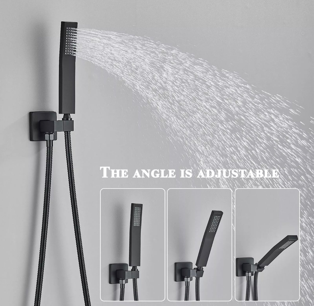 12 inch matte black led 3 function shower system