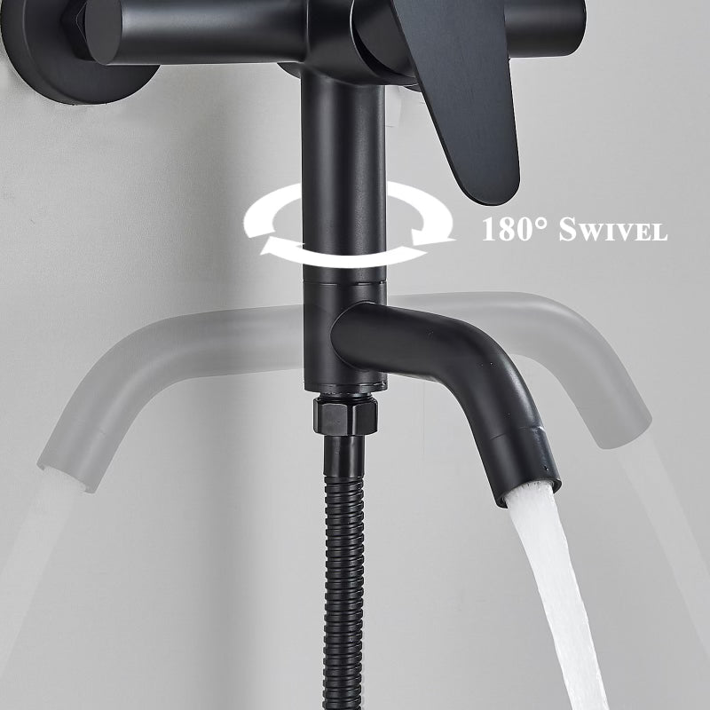 #1164 Matte Black 8-Inch 3 In 1 Rain Outdoor/Indoor Shower Faucet Exposed Shower Fixture System Set