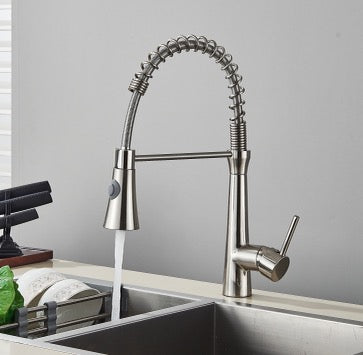#1590 brushed nickel pull down kitchen faucet