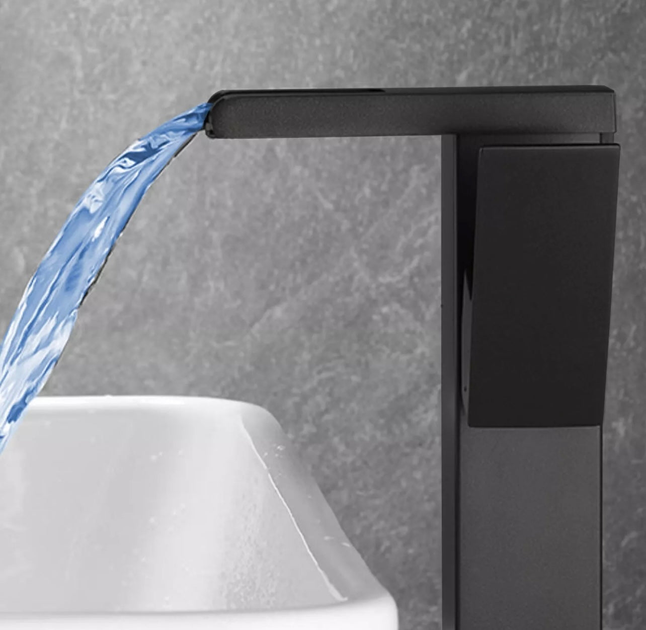 Matte black led waterfall vessel faucet