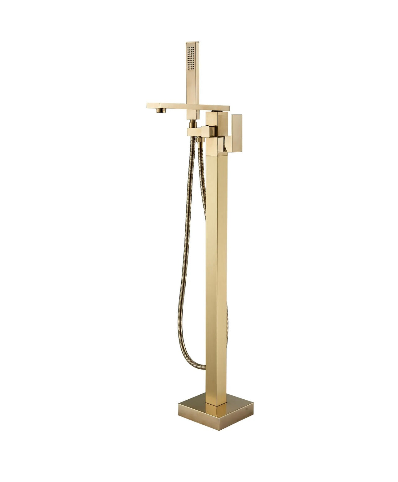 Brushed gold waterfall tub filler faucet