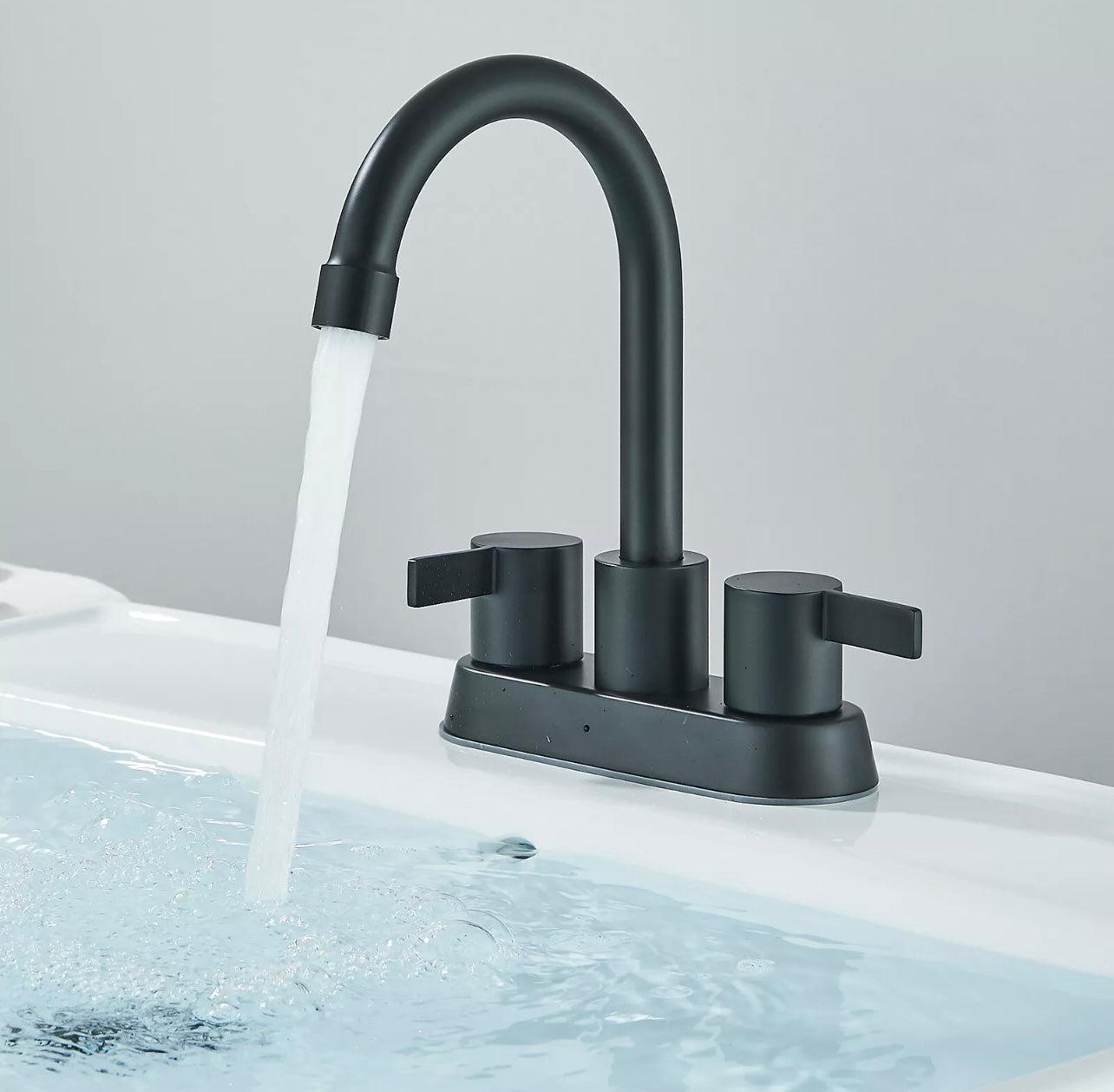 #1451 Matte Black 4 Inch Centerset 2 Handle Vanity Faucet