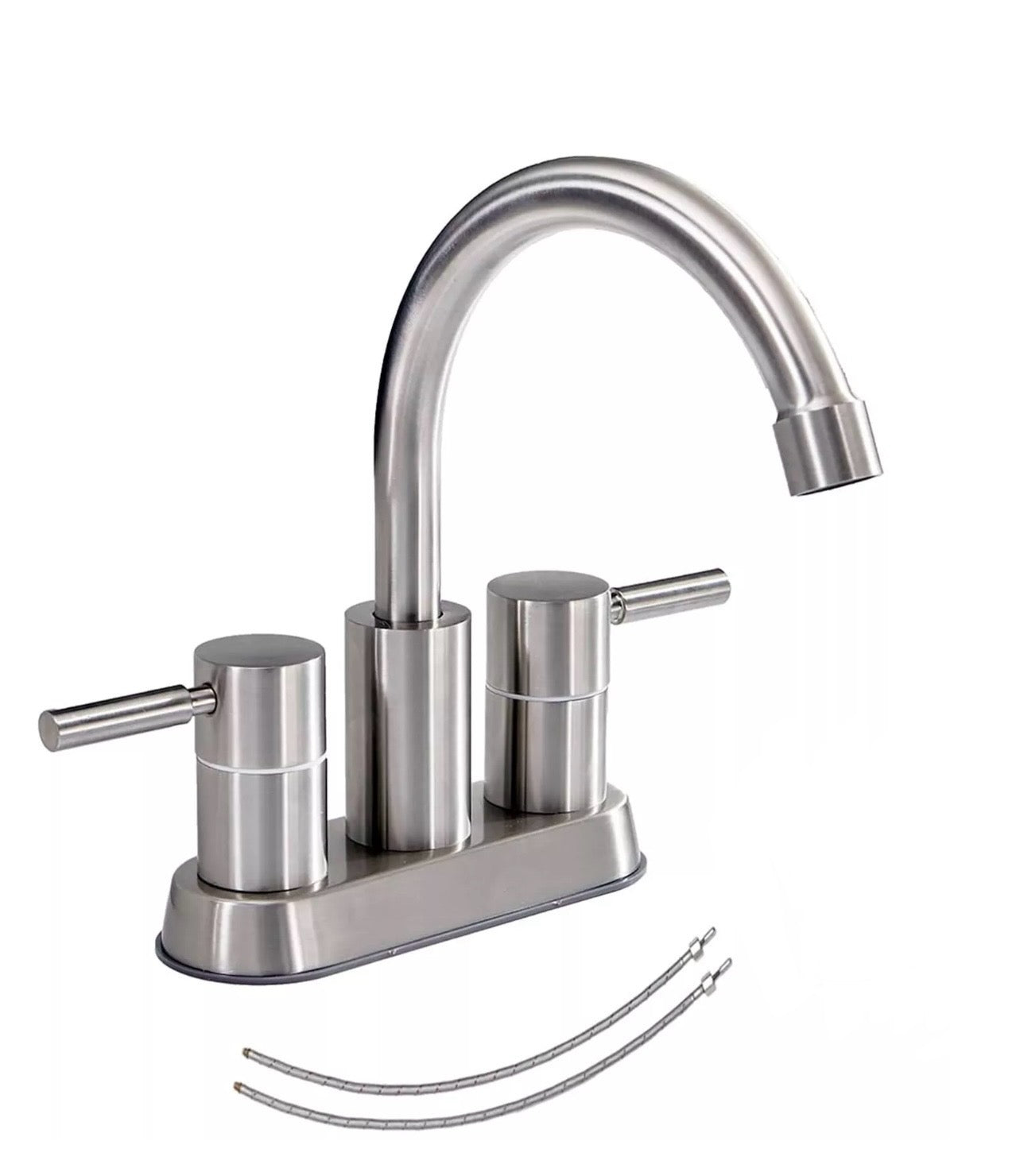 #1453 Brushed Nickel 4 Inch Centerset 2 Handle Vanity Faucet