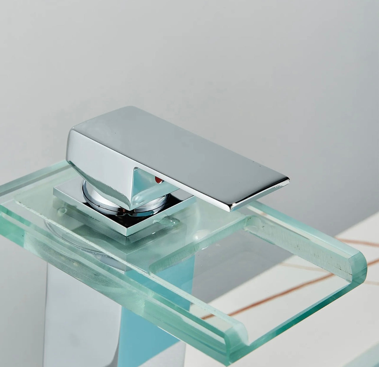 #1410 Chrome glass waterfall vanity faucet