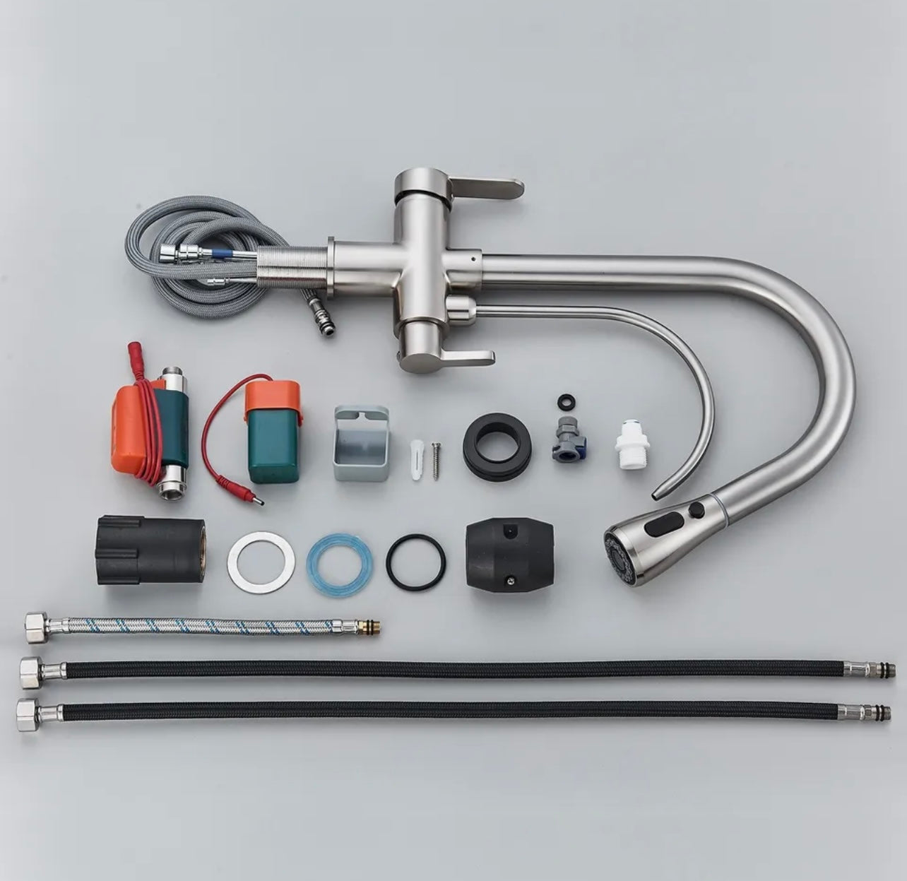 #1570 Touch Sensor Kitchen Sink Faucet Pull Down 2 Handle 3 in 1 Water Filter Faucet