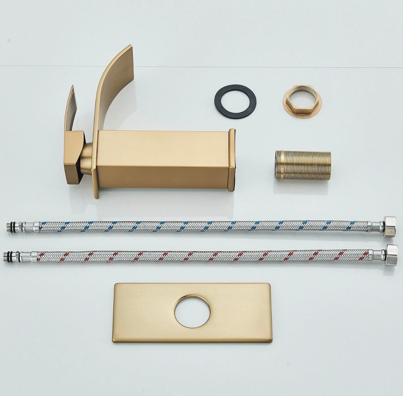 #1397 BRUSHED GOLD WATERFALL SPOUT VANITY FAUCET