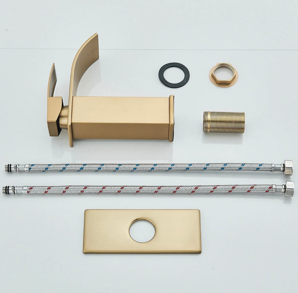 #1397 BRUSHED GOLD WATERFALL SPOUT VANITY FAUCET