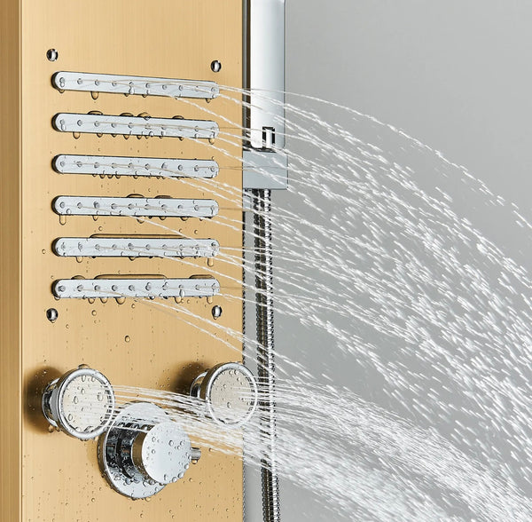 Stainless Steel LED Shower Panel 5-Funtion Tower Rain&Waterfall Massage Jets System Mixer