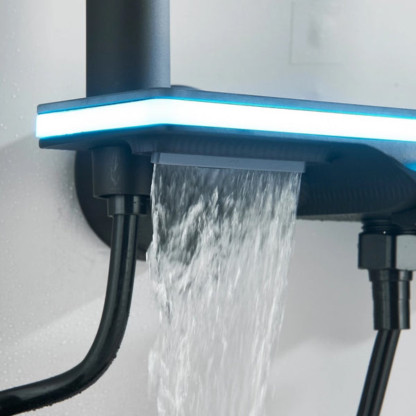 #1180 MATTE BLACK 4 IN 1 LCD TEMP EXPOSED SHOWER SYSTEM