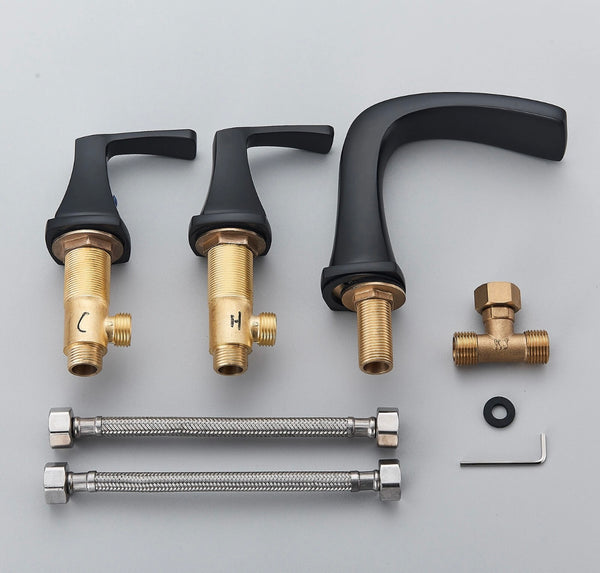 #1488 MATTE BLACK WIDESPREAD 8-INCH WATERFALL VANITY FAUCET