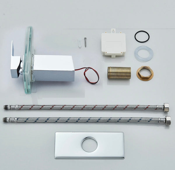 #1483 CHROME LED GLASS WATERFALL VANITY FAUCET