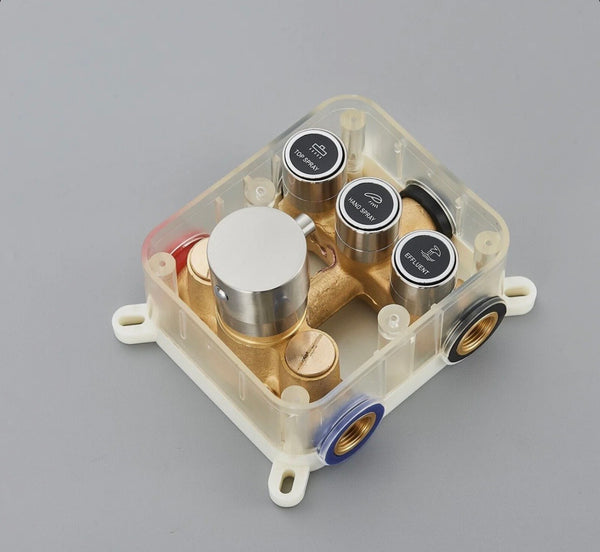 #1051 12-INCH BRUSHED NICKEL 3 FUNCTION SMART THERMOSTAT BUTTON PRESS SHOWER SYSTEM