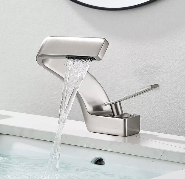 #1384 BRUSHED NICKEL WATERFALL VANITY FAUCET