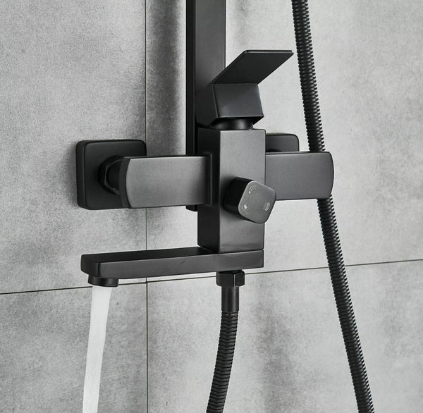 #1155 MATTE BLACK 3 IN 1 EXPOSED SHOWER SYSTEM