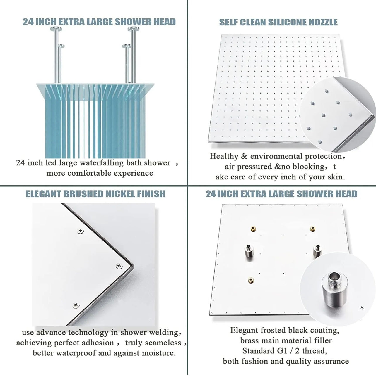 #1033 24-Inch LED CHROME 3 FUNCTION SHOWER SETB