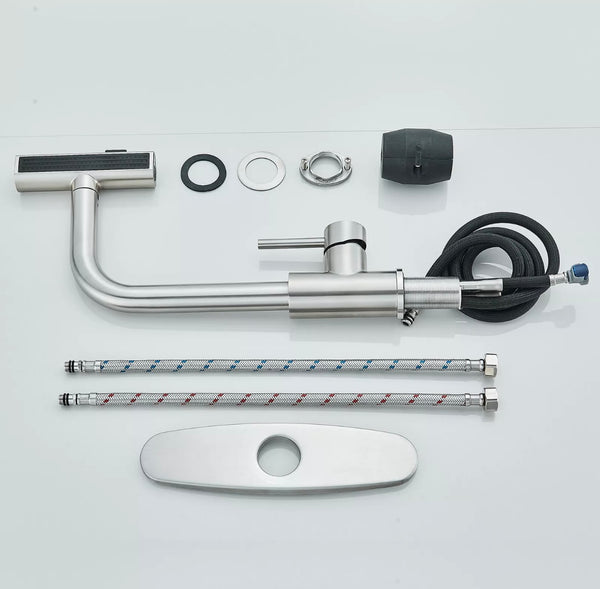 #1557 BRUSHED NICKEL 3 MODE PULL-OUT KITCHEN FAUCET