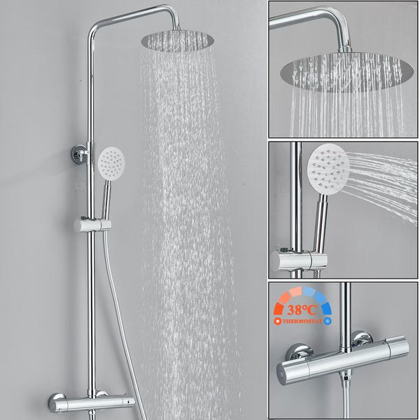 #1175 CHROME 2 IN 1 EXPOSED SHOWER SET WITH THERMOSTATIC VALVE