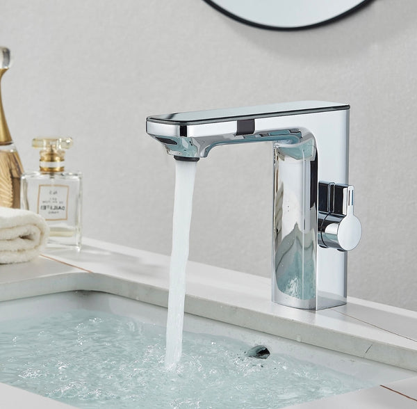 #1481 CHROME INFRARED SENSOR TOUCHLESS WATERFALL VANITY FAUCET WITH LCD DISPLAY