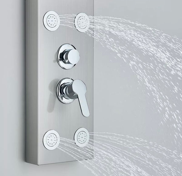 #1282 brushed nickel 8-inch 3 function shower panel with niche